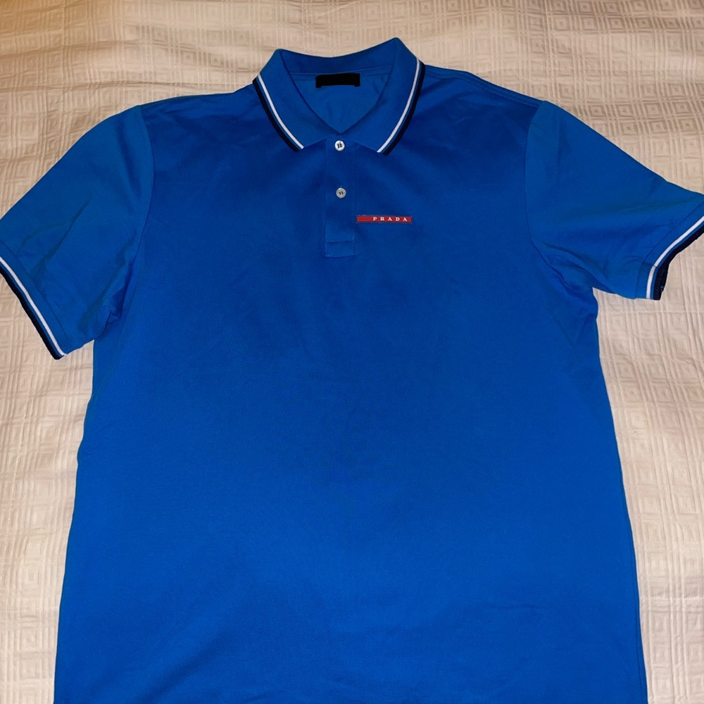 Mens Blue Prada Polo shirt - Blue